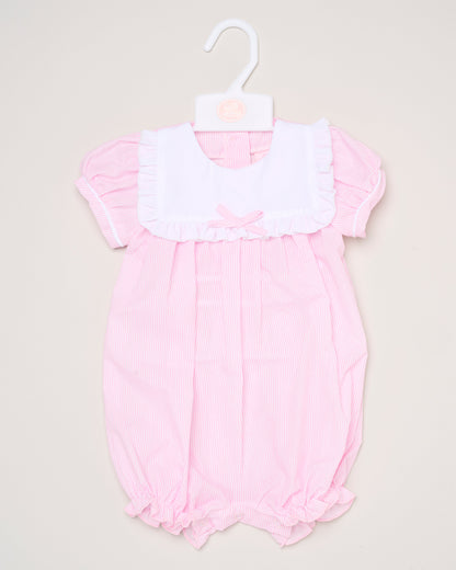Baby Girls Smocked Romper - Sky/Pink (0-9M) (PK6) H12808