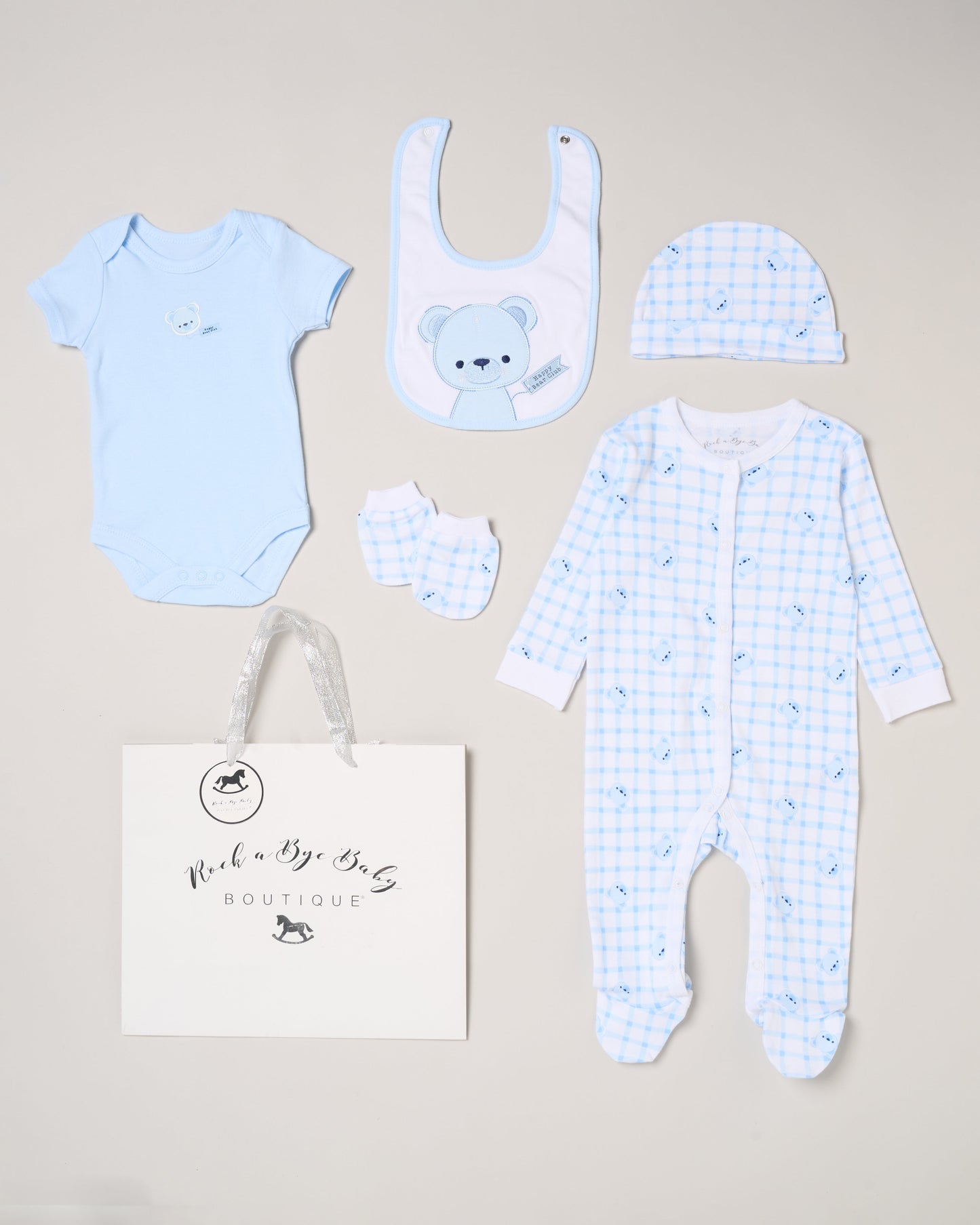 5pc Baby Mesh Bag Gift Set - Blue Happy Bear  (NB-6m) H12814NB