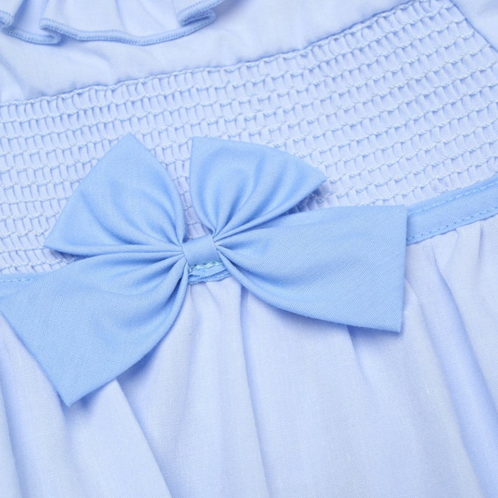 Baby Girls Smocked Romper - Bow Sky/Pink (0-9M)