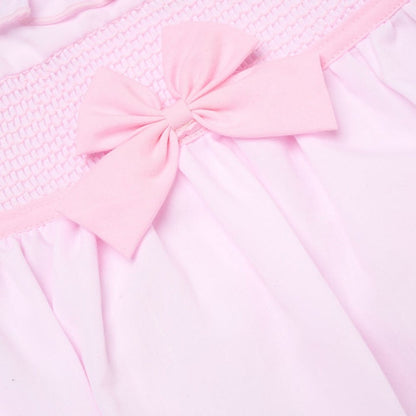 Baby Girls Smocked Romper - Bow Sky/Pink (0-9M)