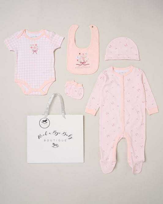 5pc Baby Mesh Bag Gift Set - Pretty Flowers (NB-6m) H13290NB