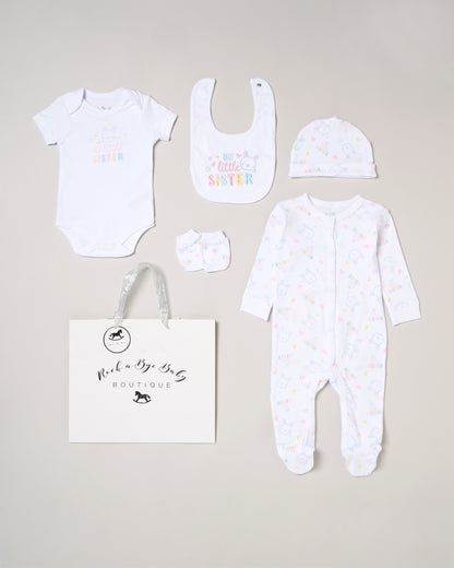 5pc Baby Mesh Bag Gift Set - Best Little Sister  (NB-6m) H13698NB