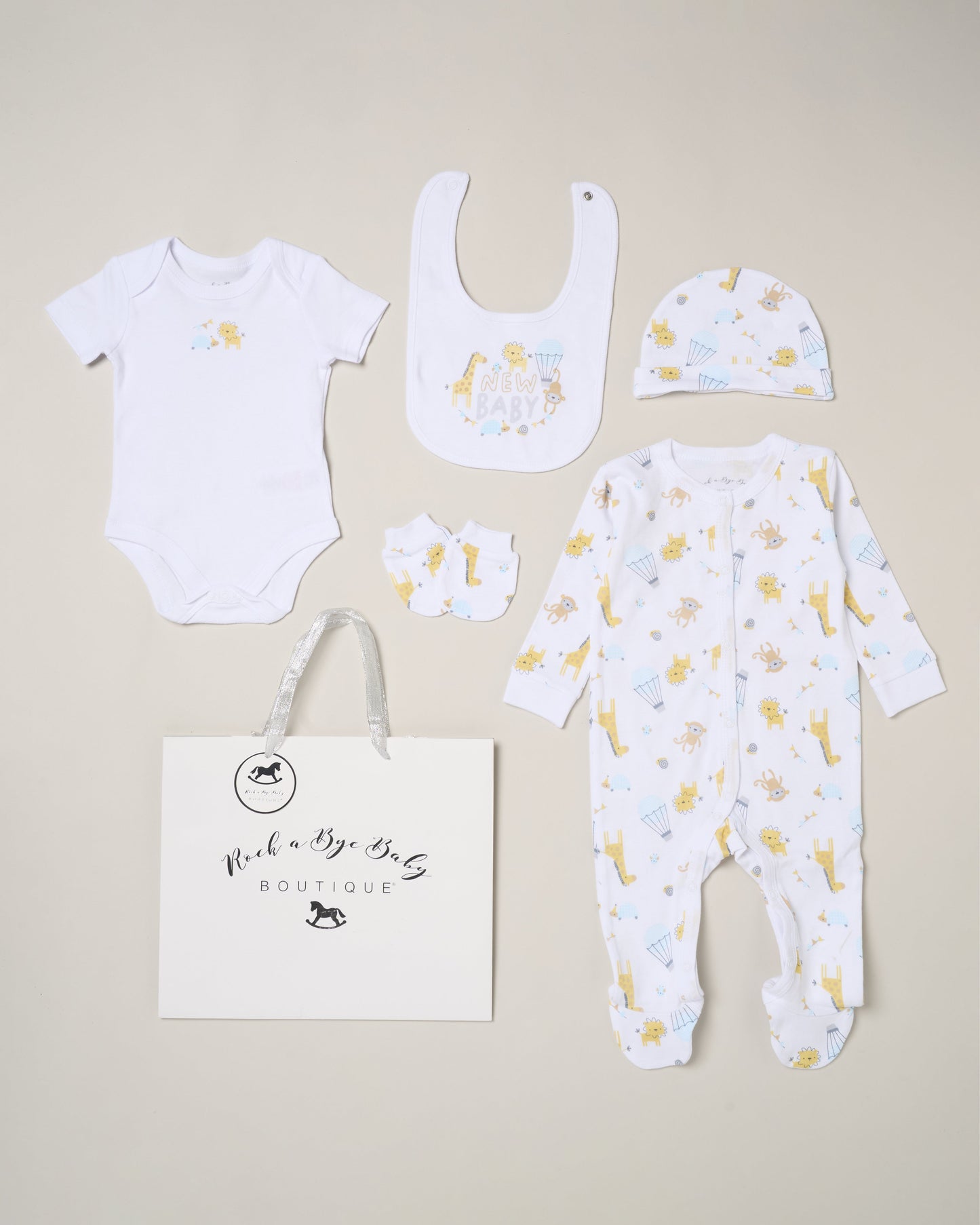 5pc Baby Mesh Bag Gift Set - Animals/New Baby (NB-6m) H15045NB