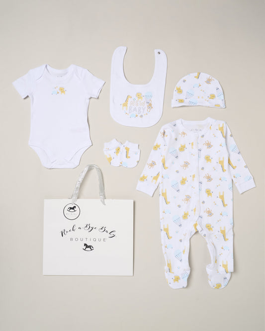 5pc Baby Mesh Bag Gift Set - Animals/New Baby (NB-6m) H15045NB