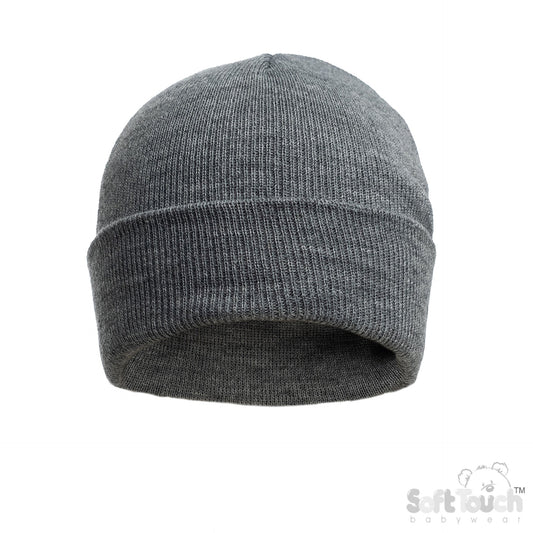 GREY INFANTS INFANTS  ACRYLIC BRUSHED HAT - (NB-12 Months) (PK6) H702-G