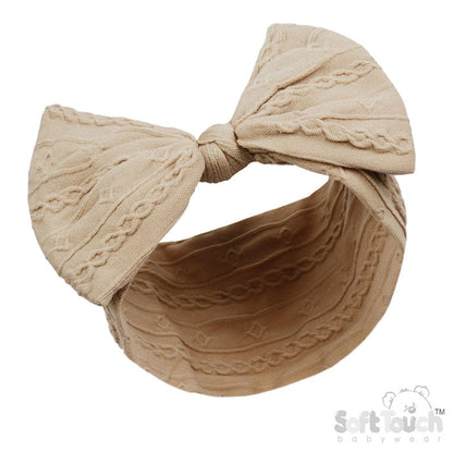 COFFEE CABLE HEADBAND W/BOW (PK12) HB112-COF
