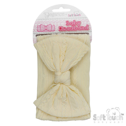 LEMON CABLE HEADBAND W/BOW : (PK12) HB112-LEM