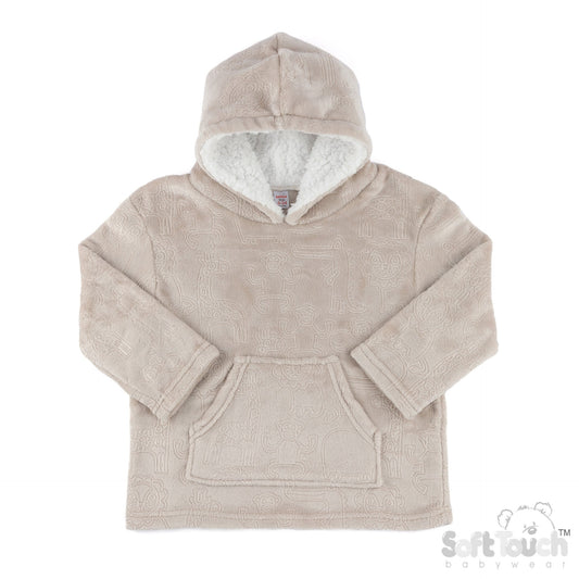 Embossed Hoodies - Biscuit/Animal (6-24m) (PK4) HD30BI