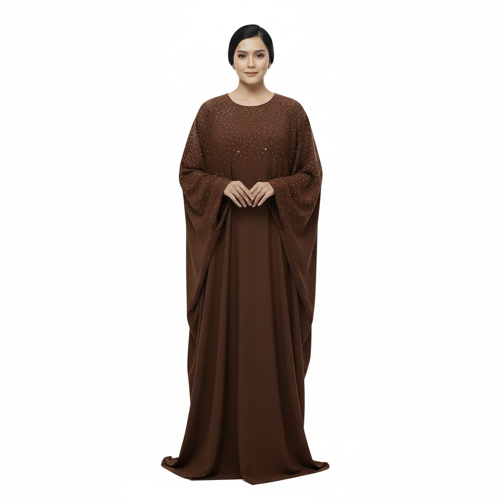 Rhinestone Embellished Batwing Kaftan Dress for Women