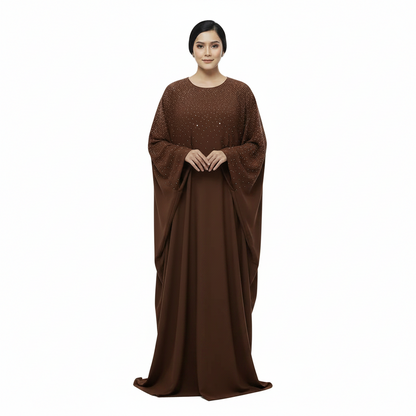 Rhinestone Embellished Batwing Kaftan Dress for Women
