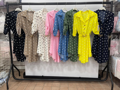 Girl’s Polka Dot Belted Dress