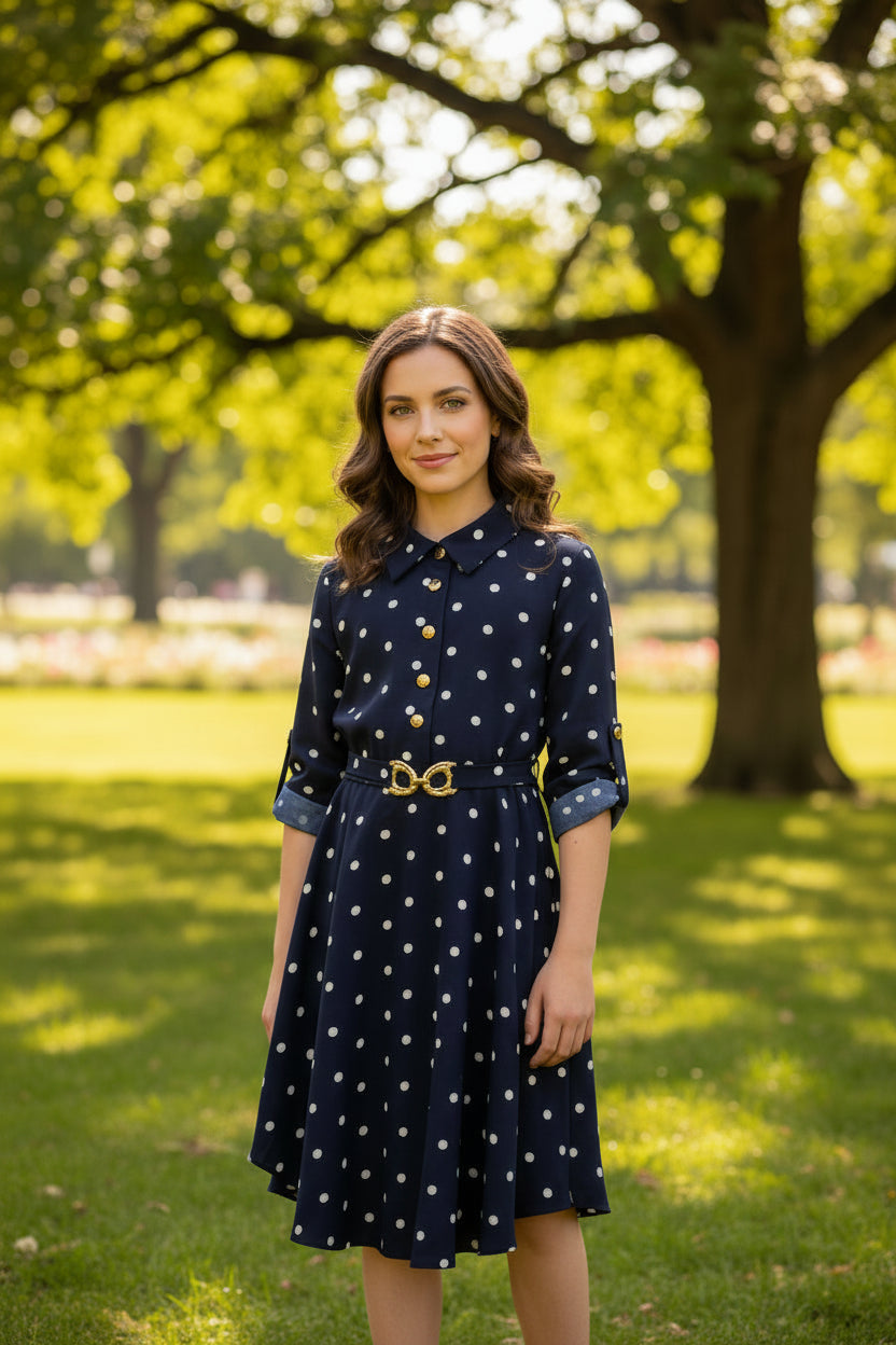 Girl’s Polka Dot Belted Dress