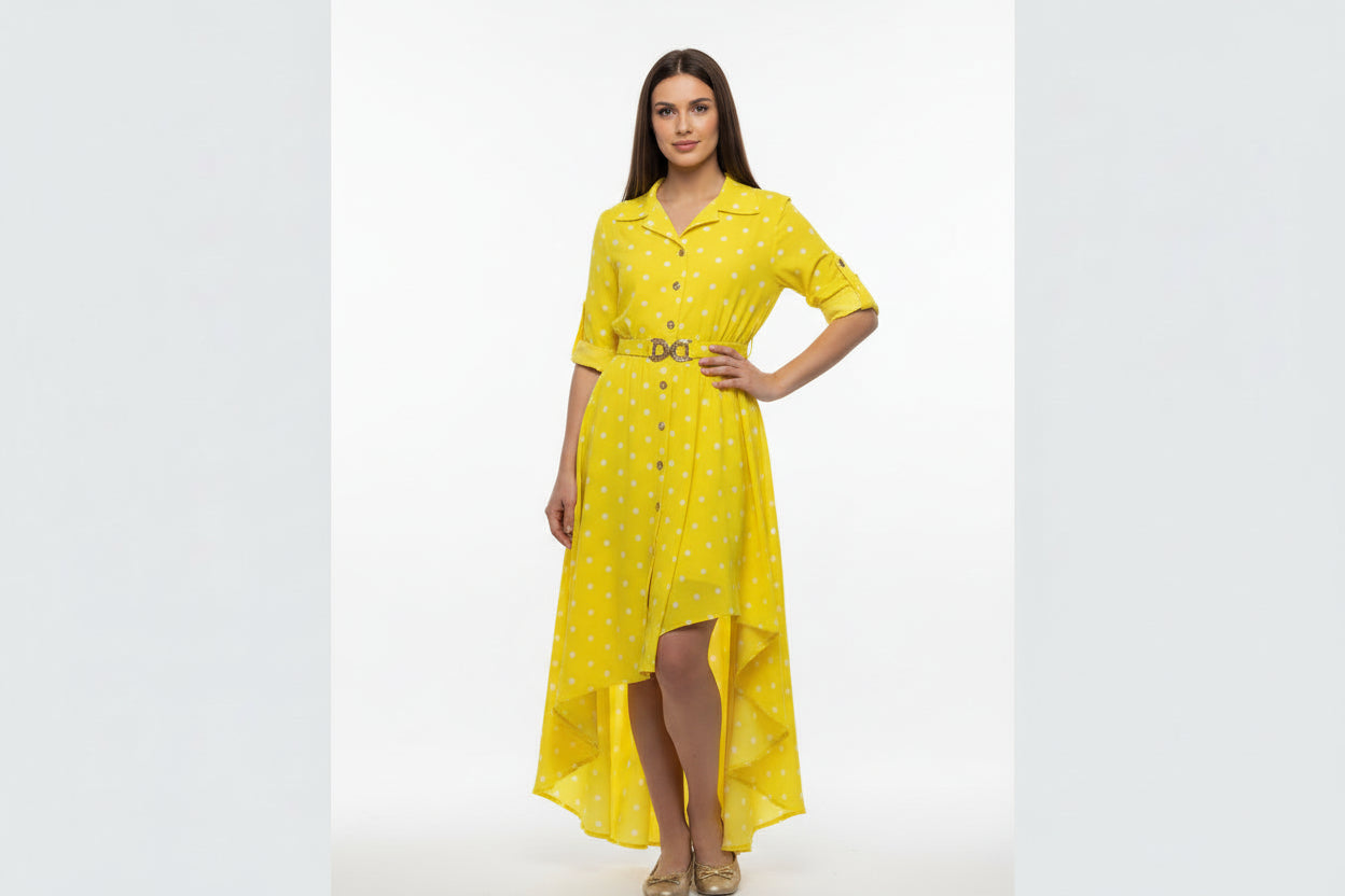 Girl’s Polka Dot Belted Dress