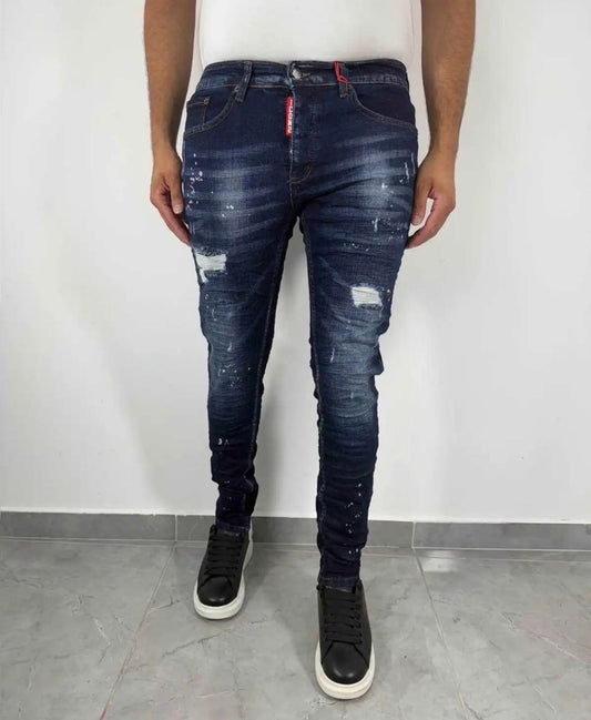 Splatter Detail Ripped Jeans