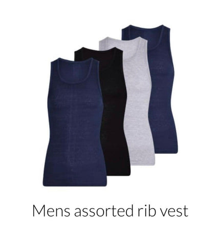 Mens Assorted Rib Vest Pack of 3