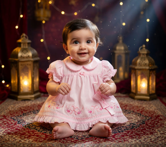 Pink Bow Baby Dress Set