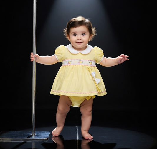 Yellow Lemon Smocked Baby Set