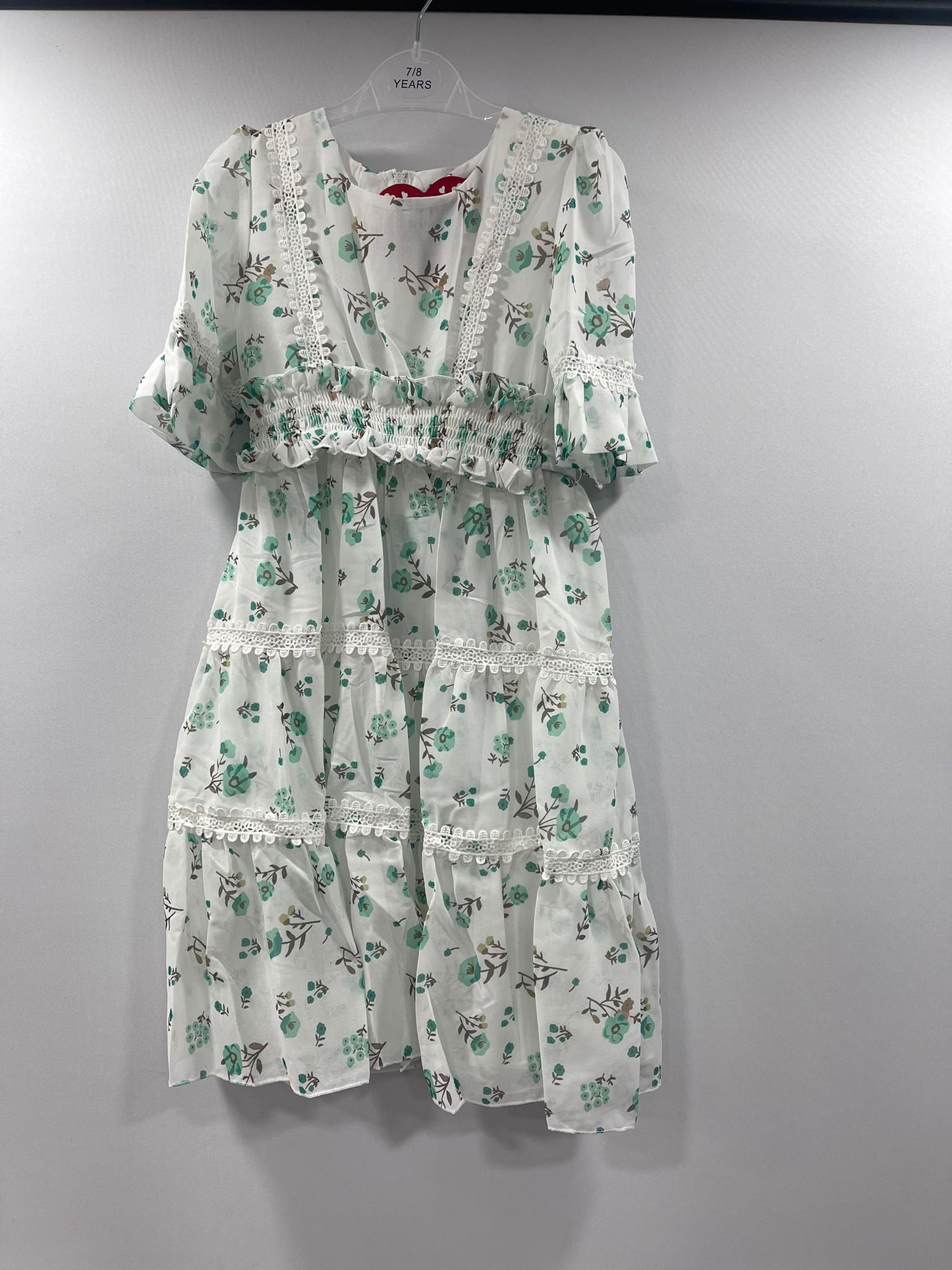 Teal Blossom Ruffle Dress