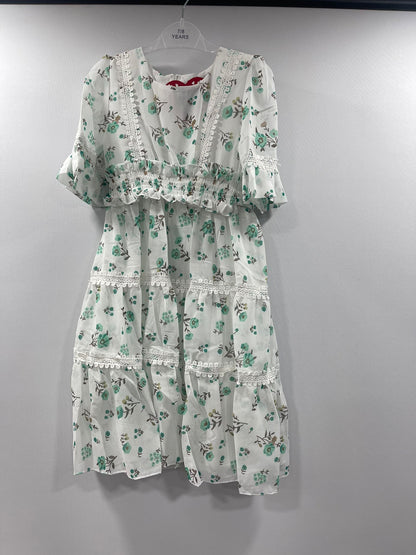 Teal Blossom Ruffle Dress