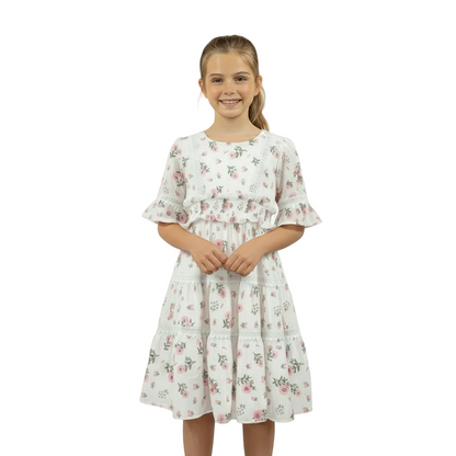 Girls Blossom Ruffle Dress | Floral Summer Party Dress