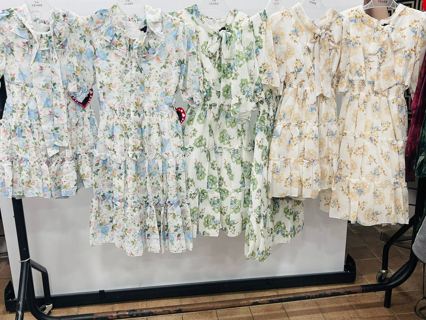Blue Floral Bow Midi Dress