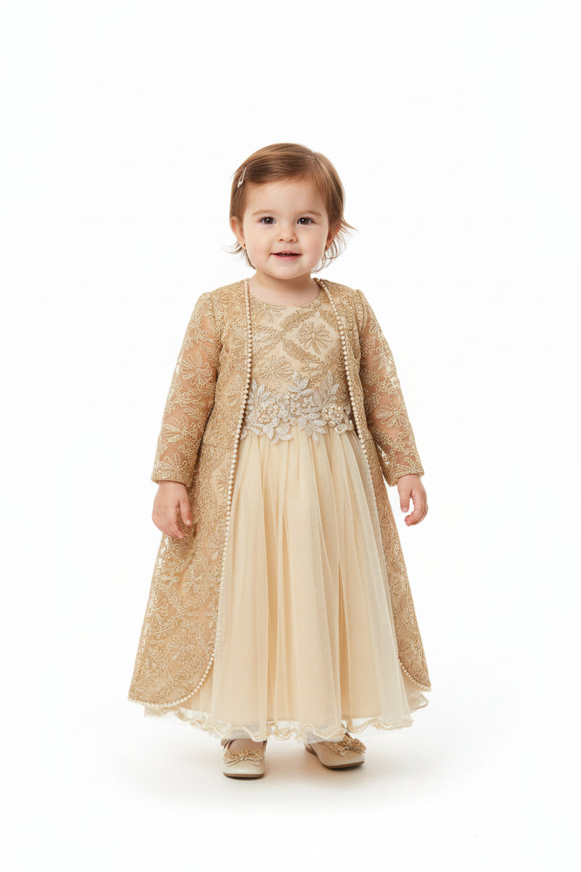 Embroidered Floral Tulle Occasion Dress with Matching Jacket