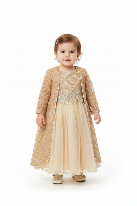 Embroidered Floral Tulle Occasion Dress with Matching Jacket