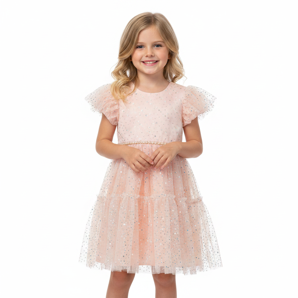 Girls Mint Glitter Tulle Dress | Elegant Party Dress