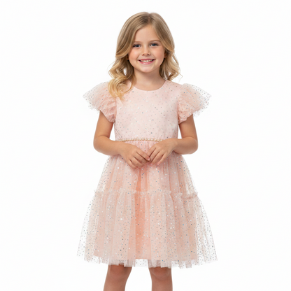 Girls Mint Glitter Tulle Dress | Elegant Party Dress