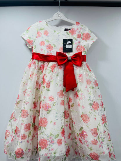 Floral Tulle Dress with Bow