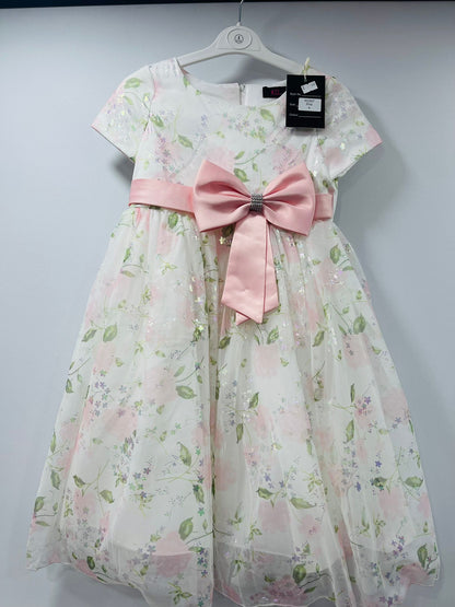 Floral Tulle Dress with Bow