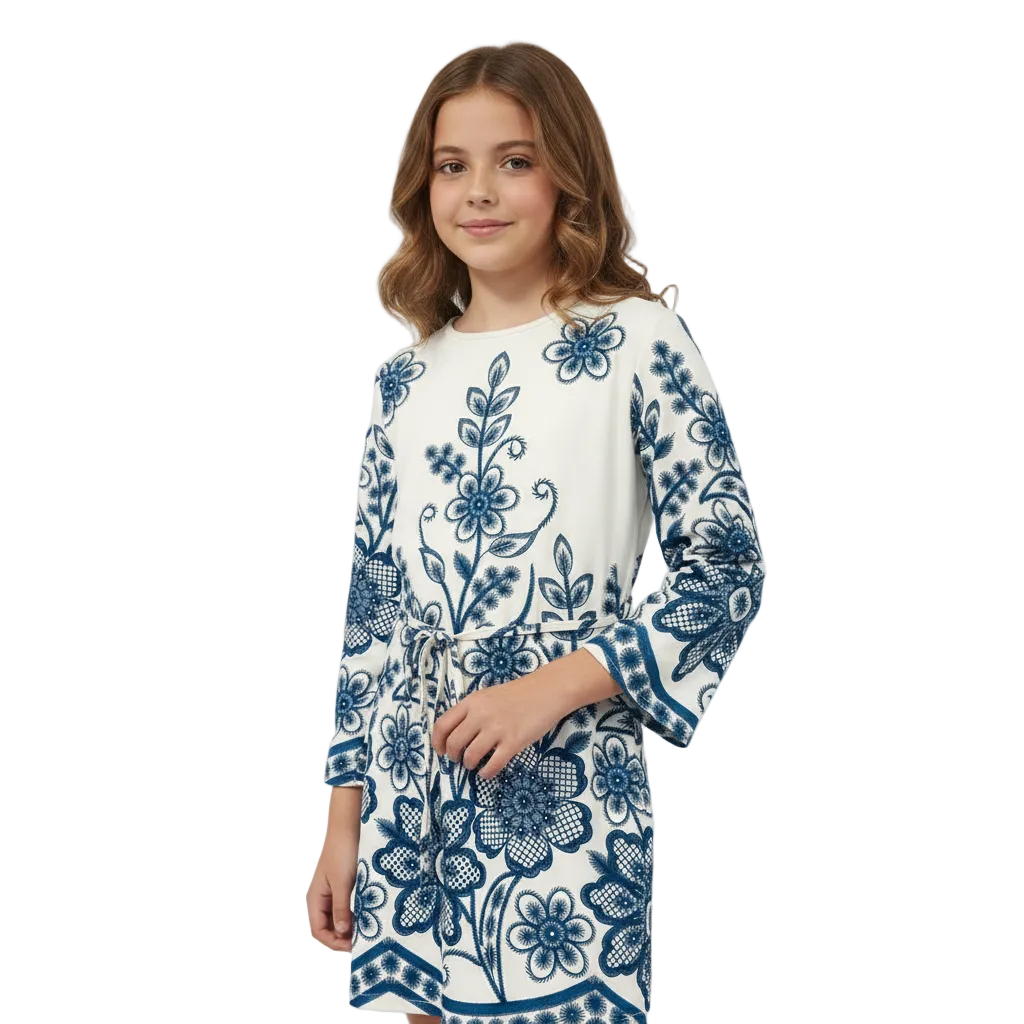 Girls Floral Print Longline Tunic Co-ord Set | 2-Piece Outfit