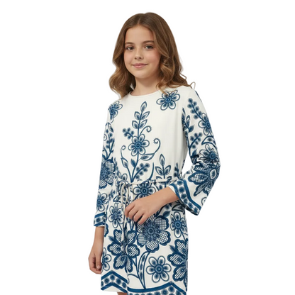 Girls Floral Print Longline Tunic Co-ord Set | 2-Piece Outfit