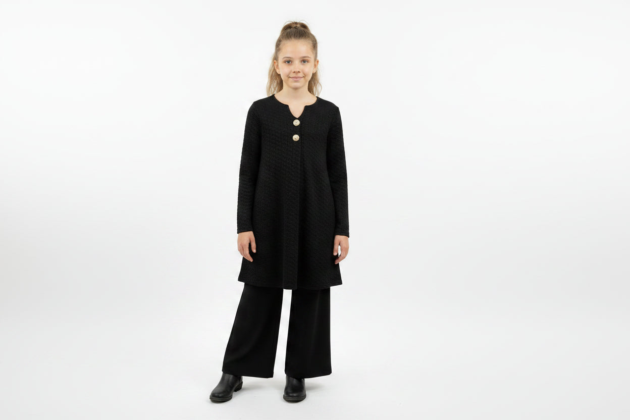 Girls Textured 2-Piece Suit with Trouser
