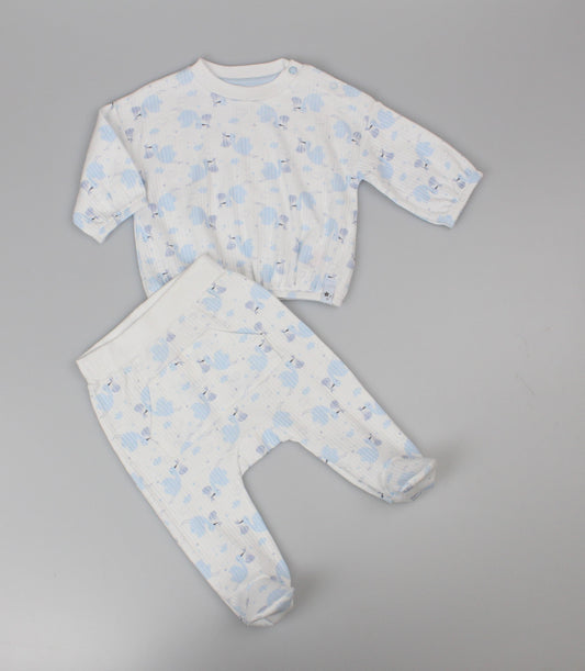 Baby Boys 2pc Cotton Rib Top/Jogger Set - Sky (0-6m) (PK6) J13803