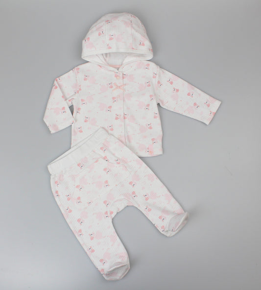 Baby Girls 2pc Cotton Rib Jacket/Jogger Set - Pink (0-6m) (PK6) J13805