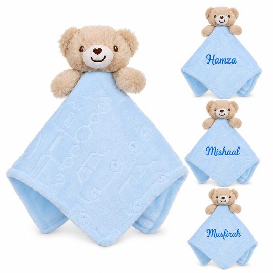 Personalised Bear Blue Embossed Comforter - Bear