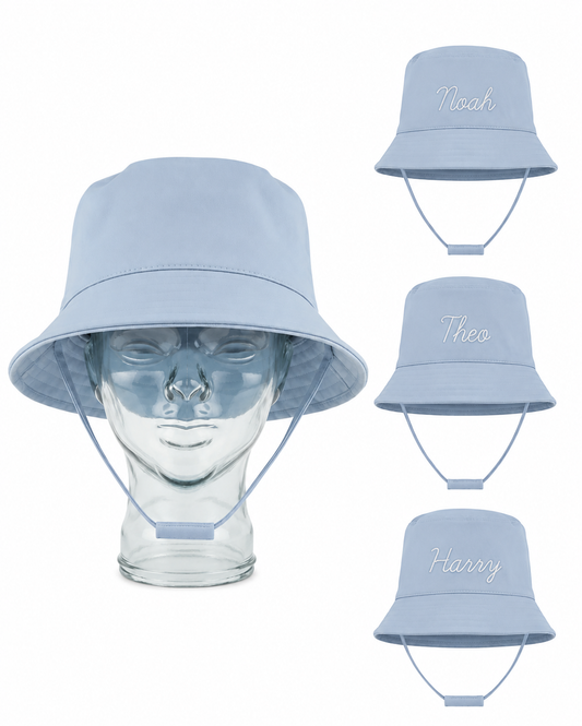 Personalised PLAIN BUCKET HAT WITH CHIN STRAP