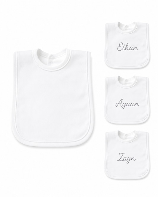 Personalised Plain Pop-On Baby Bibs – Soft Cotton Infant Feeding Bib