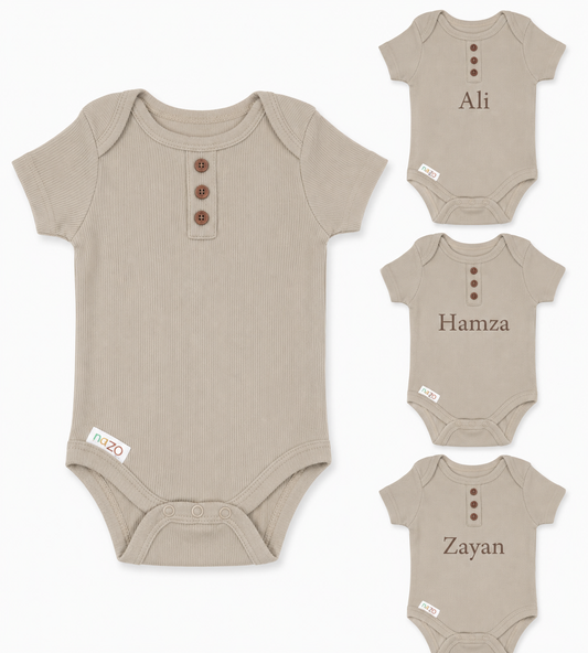 Personalized Biscuit Ribbed Bodysuit