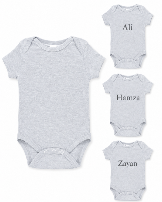 Personalized Grey Plain Bodysuit