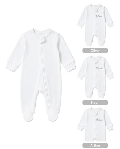 Personalized Infants Plain White Sleep Suit