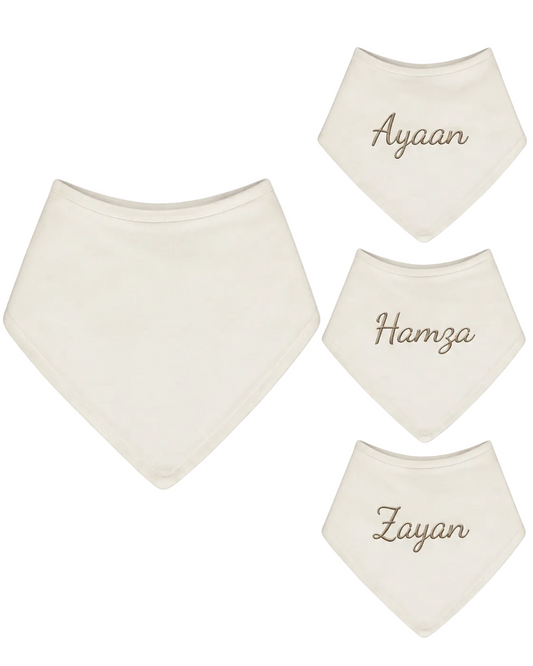 Personalized Plain Beige Bandana Baby Bib – Custom Cotton Bib