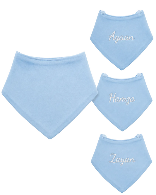 Personalized Plain Blue Bandana Baby Bib – Custom Cotton Bib