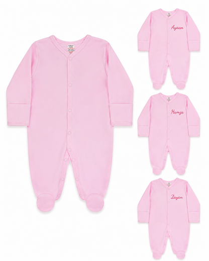 Personalized Plain Pink Sleep Suit