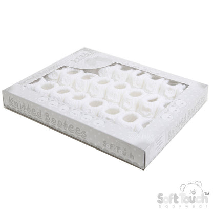 White Acrylic Baby Bootees With Flower - S439-W