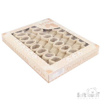 BISCUIT ACRYLIC BOOTEES WITH BOW - S441BI