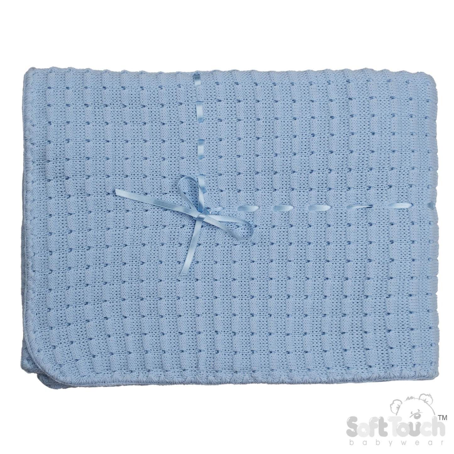 Blue Waffle Shawl - Ribbon (95x95cm) (PK4) SH12-B