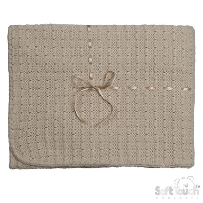 Coffee Waffle Shawl - Ribbon (95x95cm) (PK4) SH12-COF