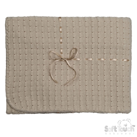 Coffee Waffle Shawl - Ribbon (95x95cm) (PK4) SH12-COF